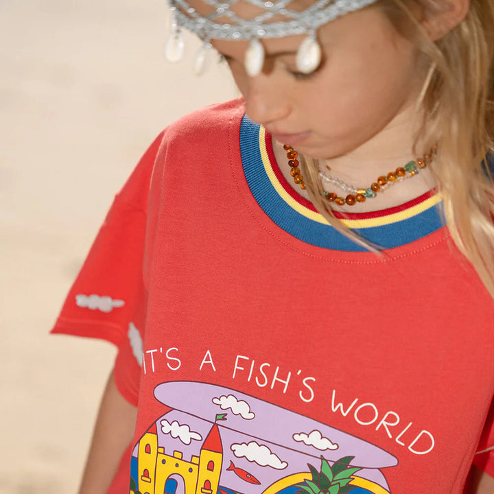 SPICY DUGONG KIDS FISH LIFE TEE: RED