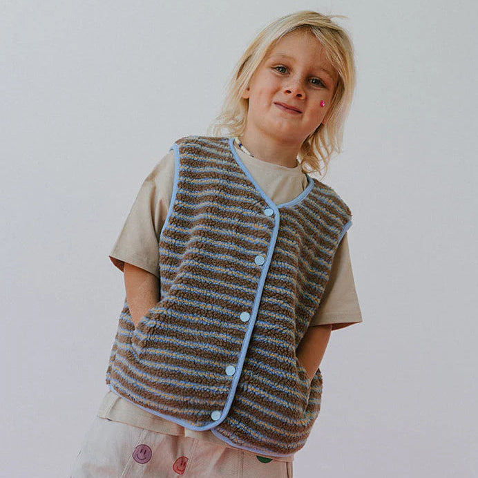 LENN LABEL STRIPE VEST: OCEAN