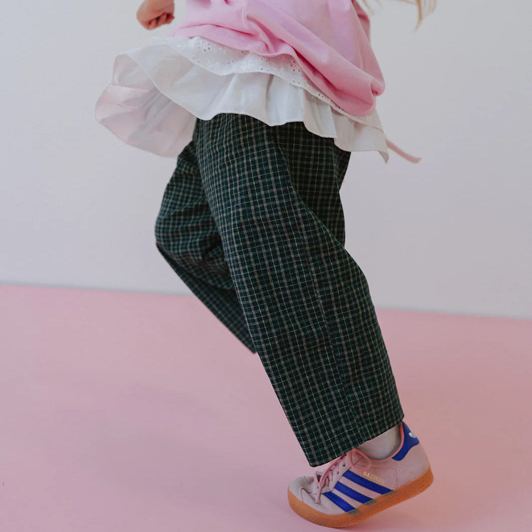LENN LABEL COTTON CHECK PANT: FOREST