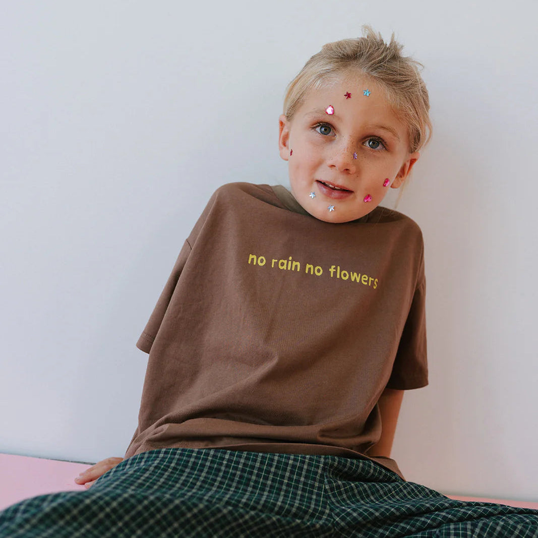 LENN LABEL NO FLOWERS TEE: BROWN
