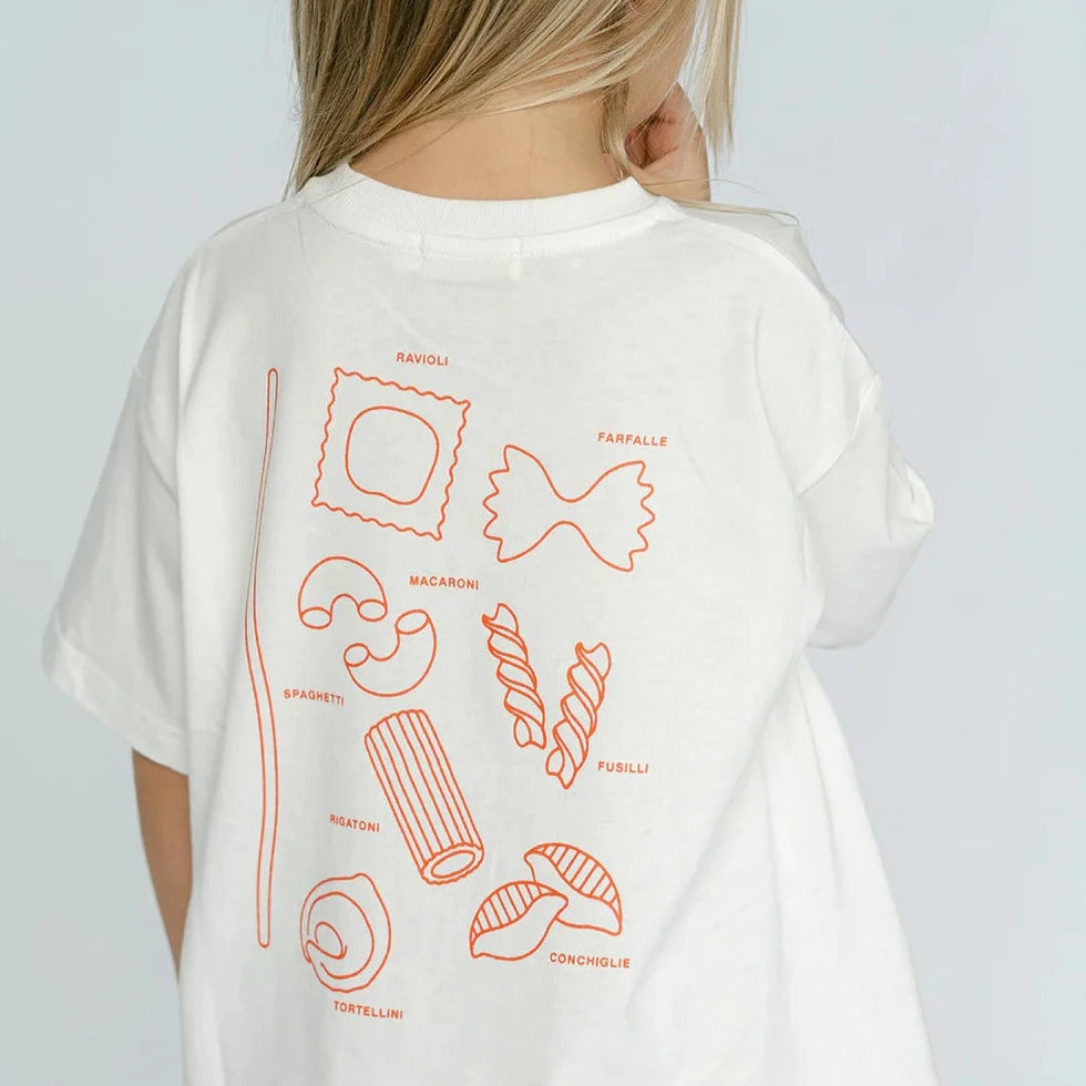 LENN LABEL PASTA TEE: WHITE