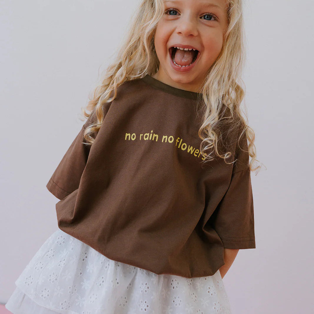 LENN LABEL NO FLOWERS TEE: BROWN