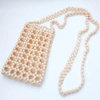 HIBISCUS THE LABEL BEADED PHONE BAG: CREAM