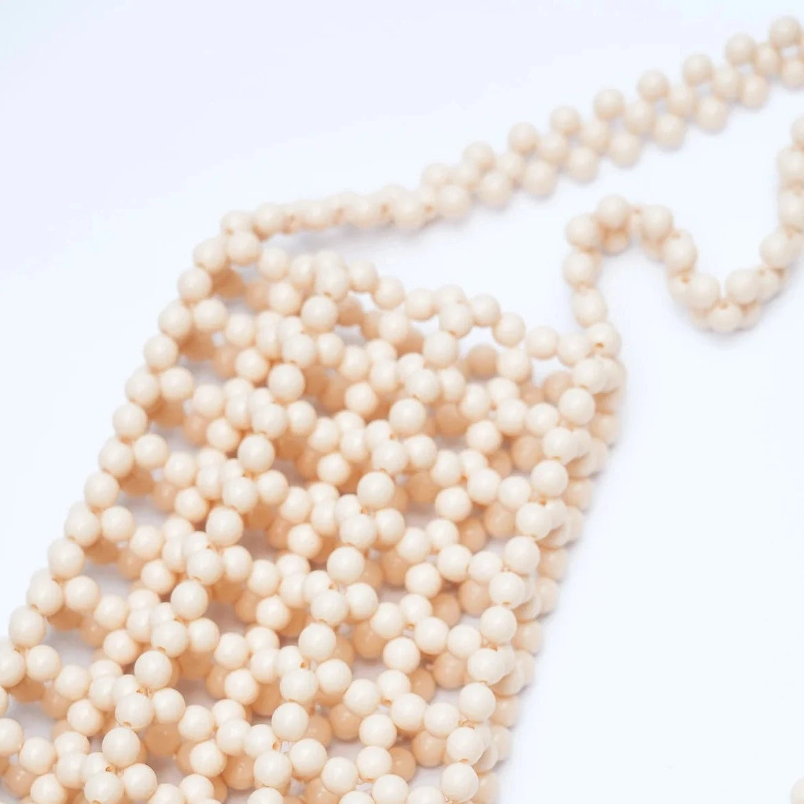 HIBISCUS THE LABEL BEADED PHONE BAG: CREAM