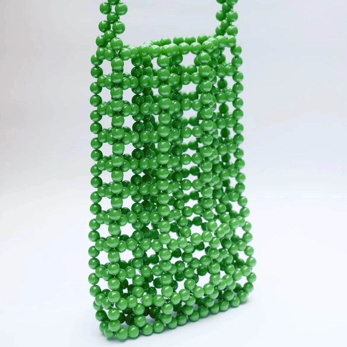 HIBISCUS THE LABEL BEADED PHONE BAG: GREEN