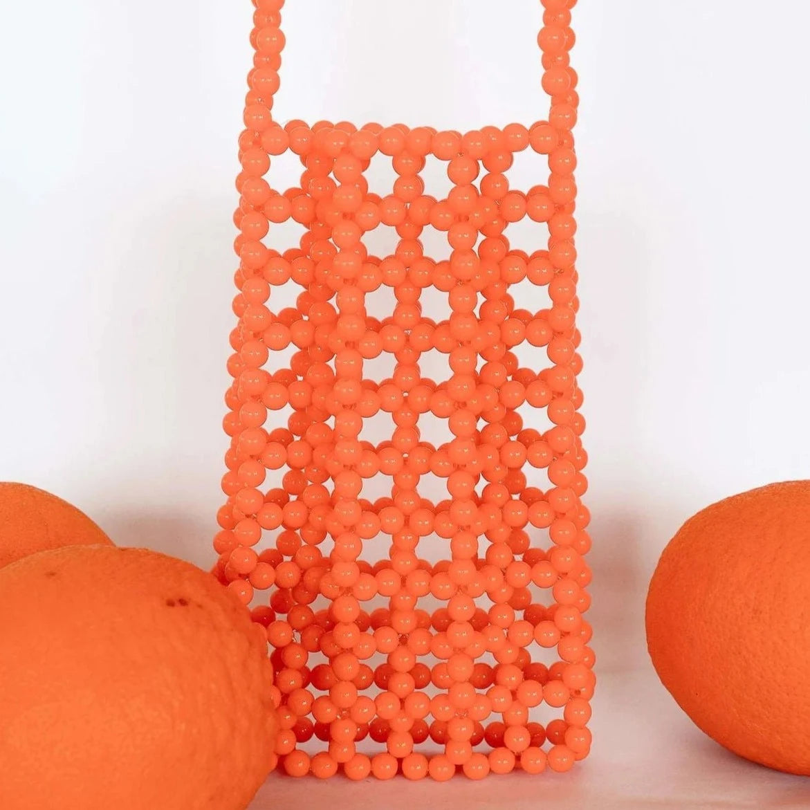 HIBISCUS THE LABEL BEADED PHONE BAG: ORANGE SODA POP