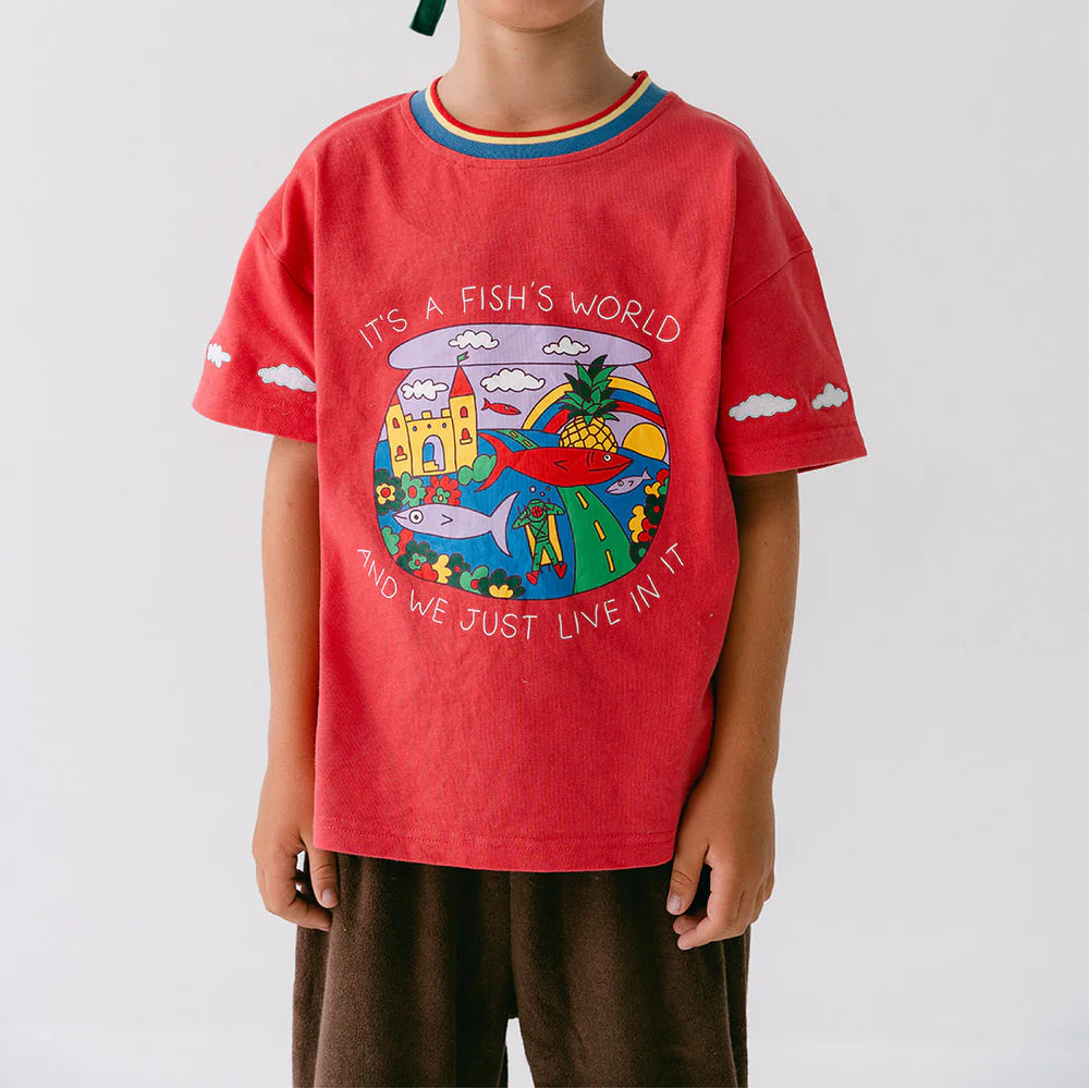 SPICY DUGONG KIDS FISH LIFE TEE: RED