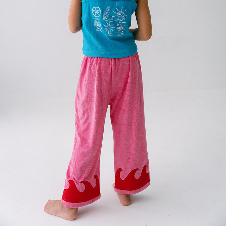 SPICY DUGONG KIDS WAVE TERRY PANTS: CORAL CRUSH