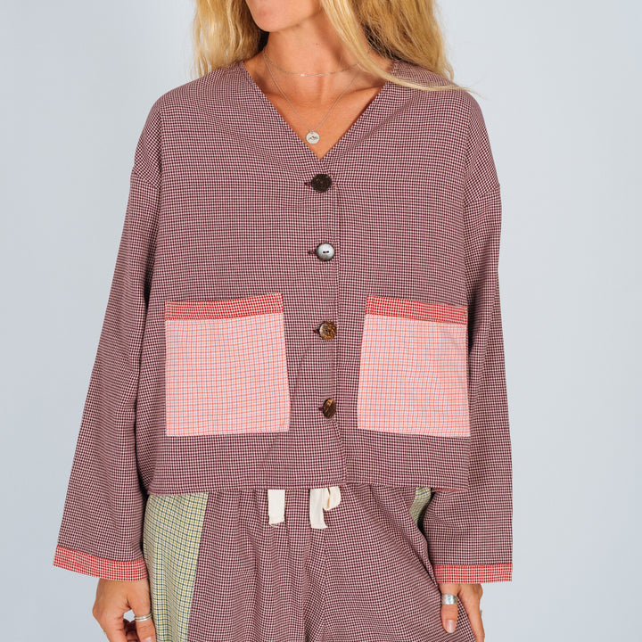 ATMOSEA PATCHWORK OVER SHIRT: HOUND TOOTH