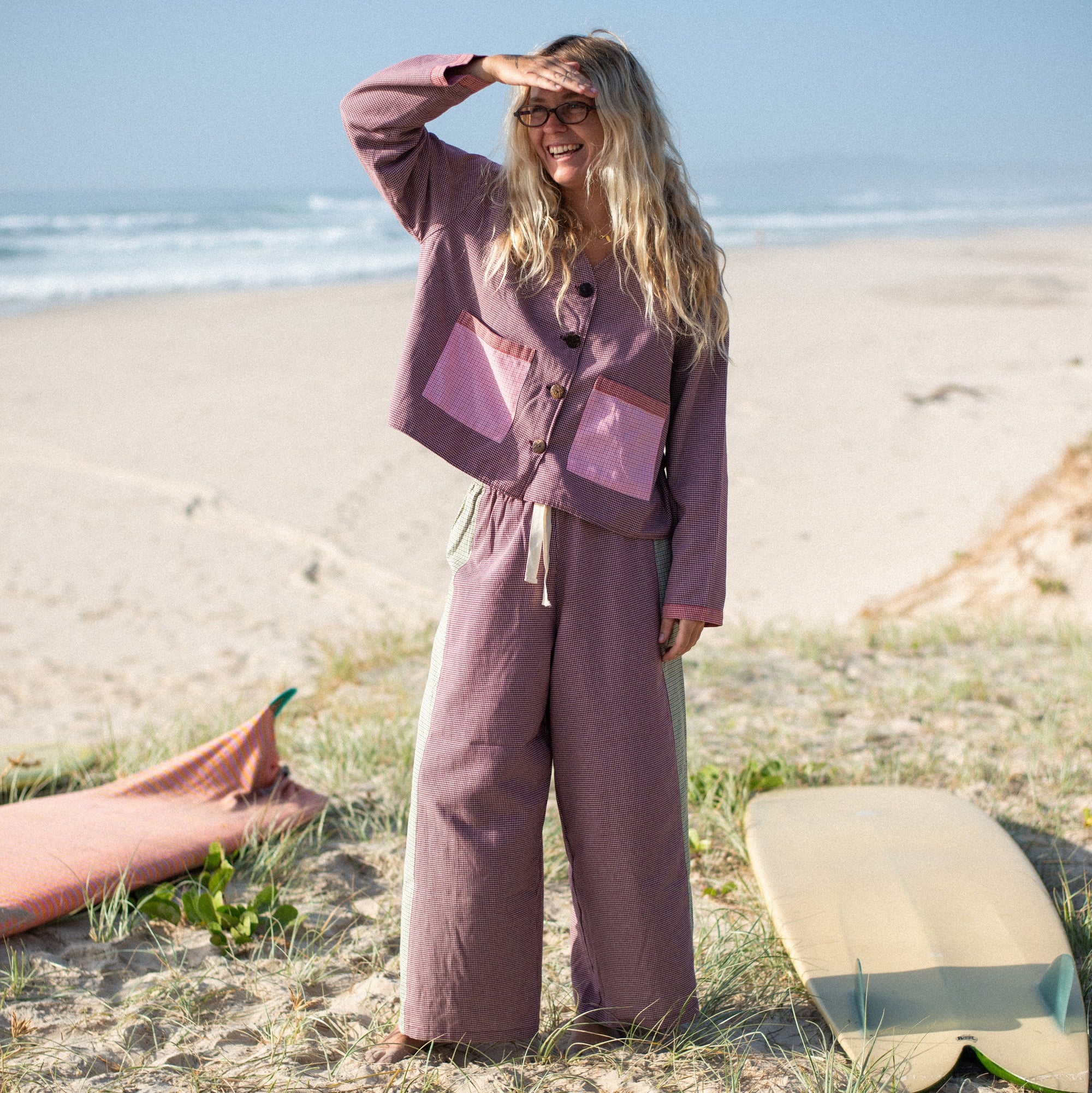 ATMOSEA PATCHWORK PANT: HOUND TOOTH