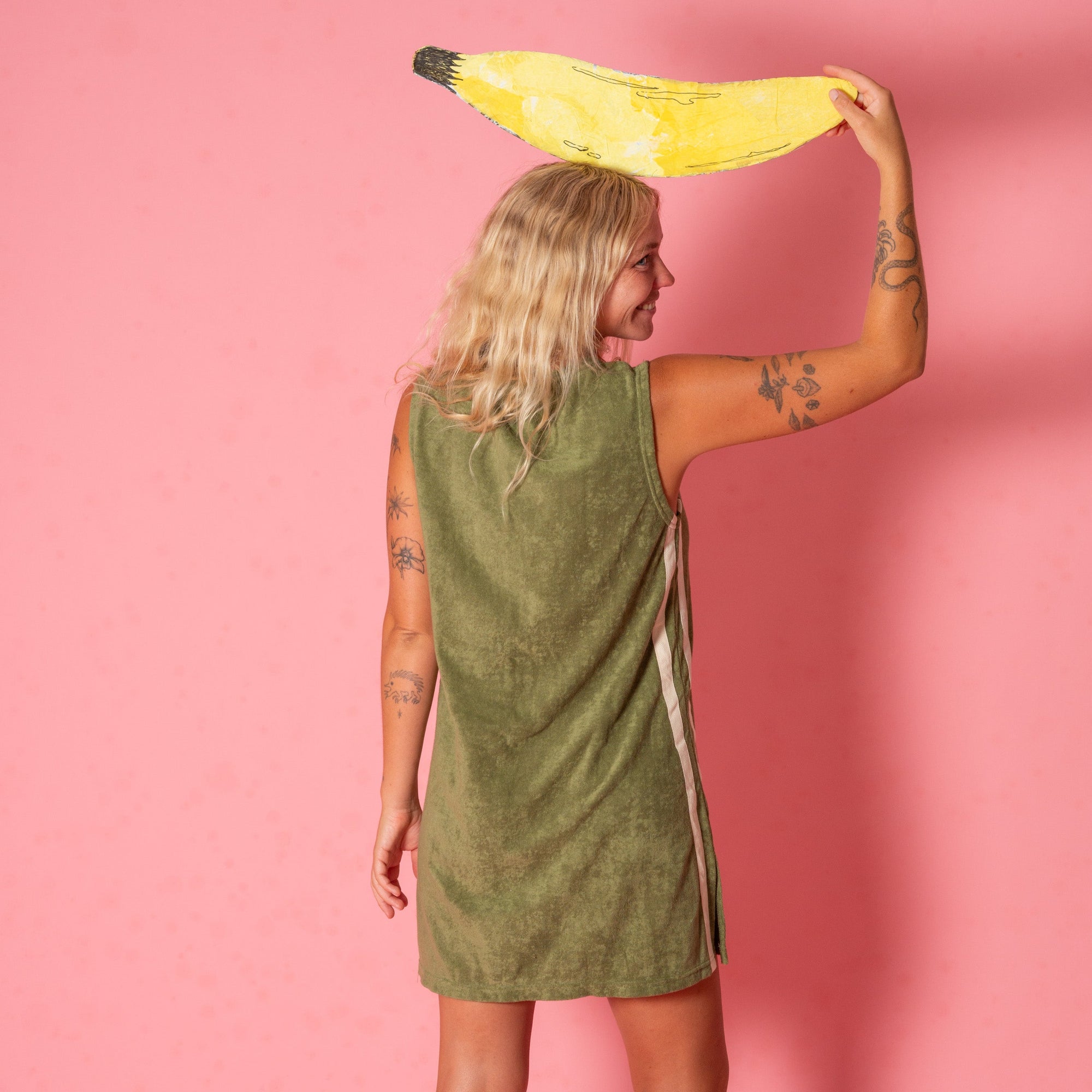 ATMOSEA SPORTY TERRY DRESS: OLIVE