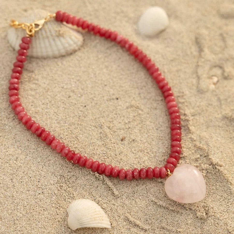 CRYSTAL HAZE DUA NECKLACE: ROSE QUARTS