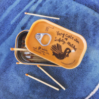 VERY CUTE TIN OF SAFETY MATCHES: ORANGE