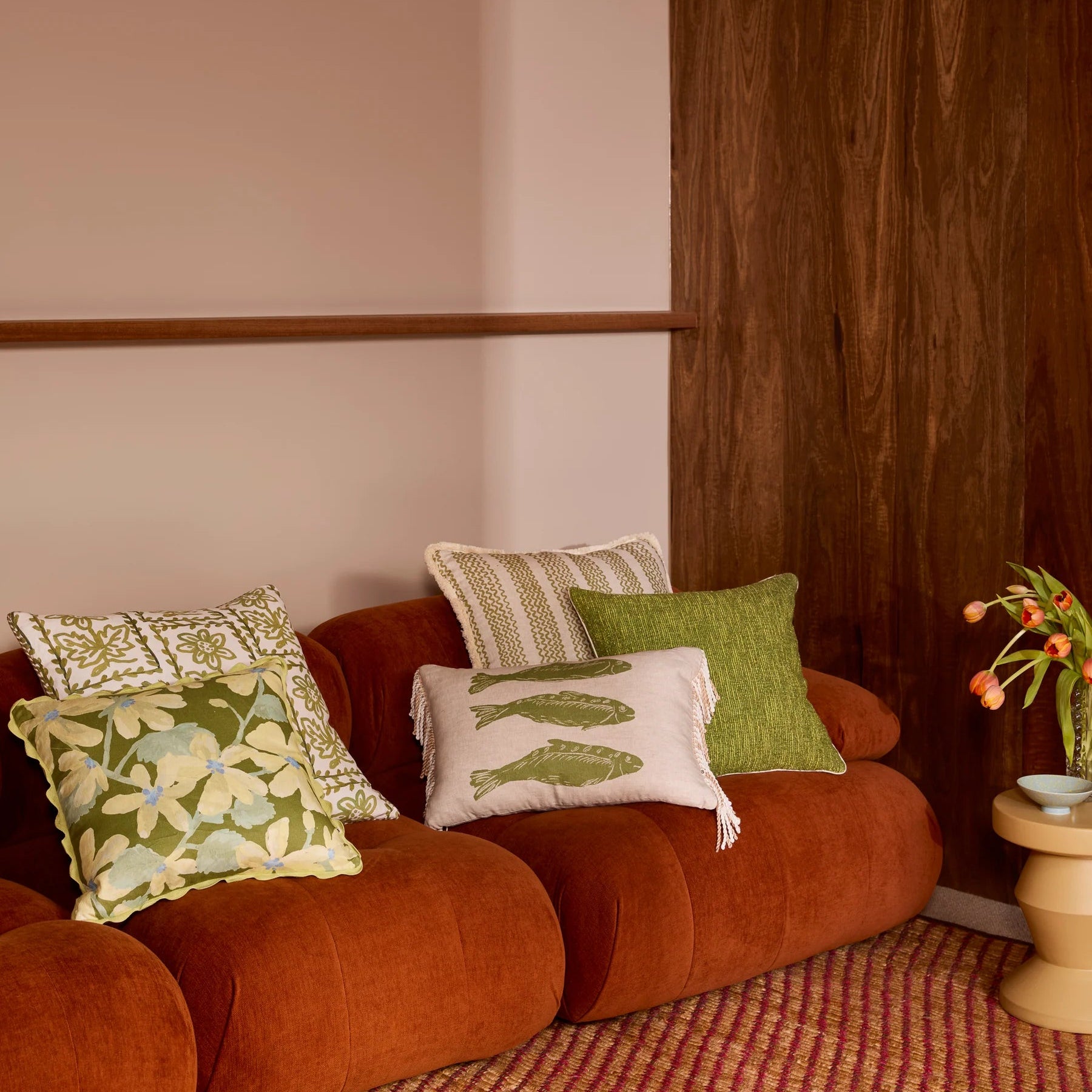 BONNIE AND NEIL GEM CUSHION: GREEN/50CM