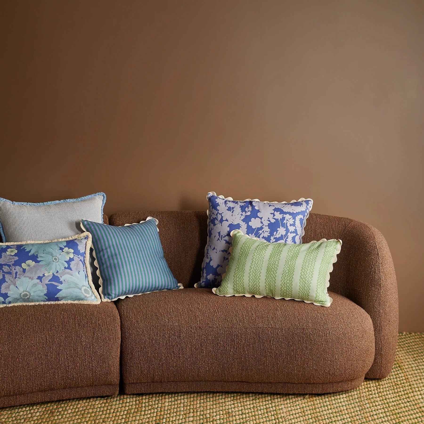 BONNIE AND NEIL COTTON CUSHION: NILE BLUE/ 60CM