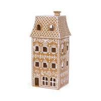LED INTRICATE PIPED GINGERBREAD TOWNHOUSE