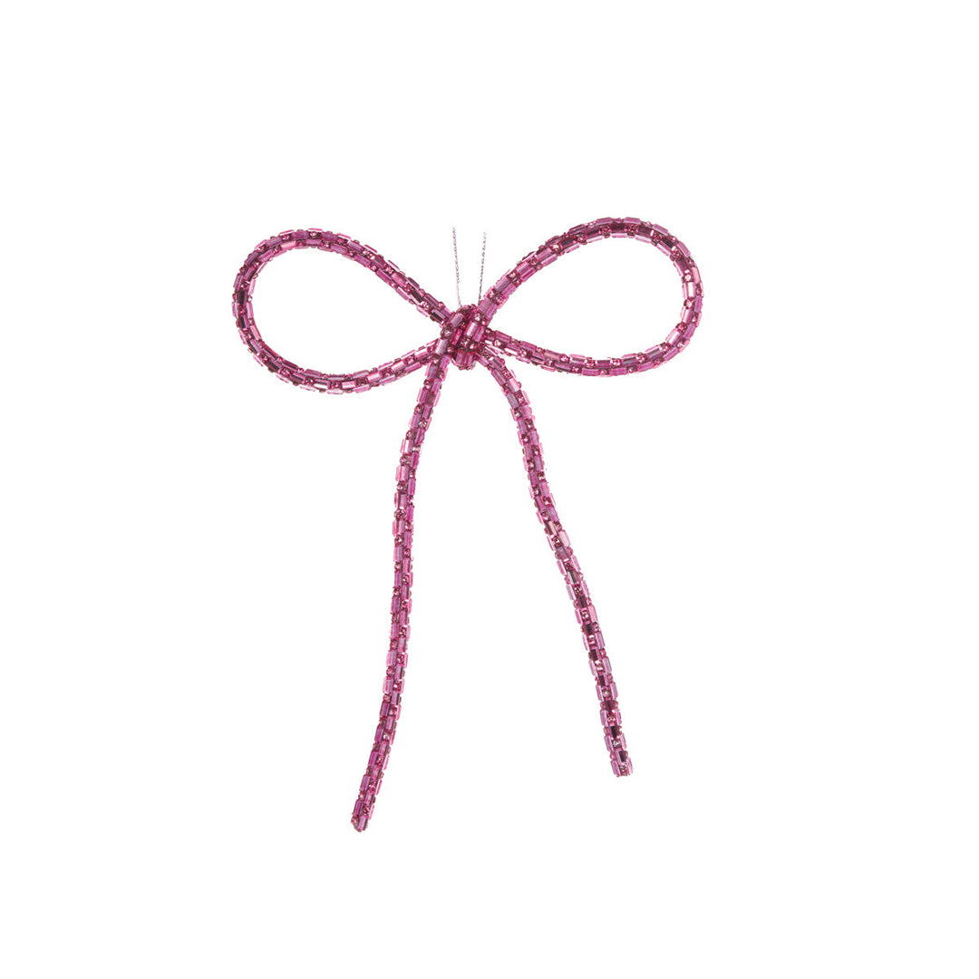PINK BEADED BOW ORNAMENT
