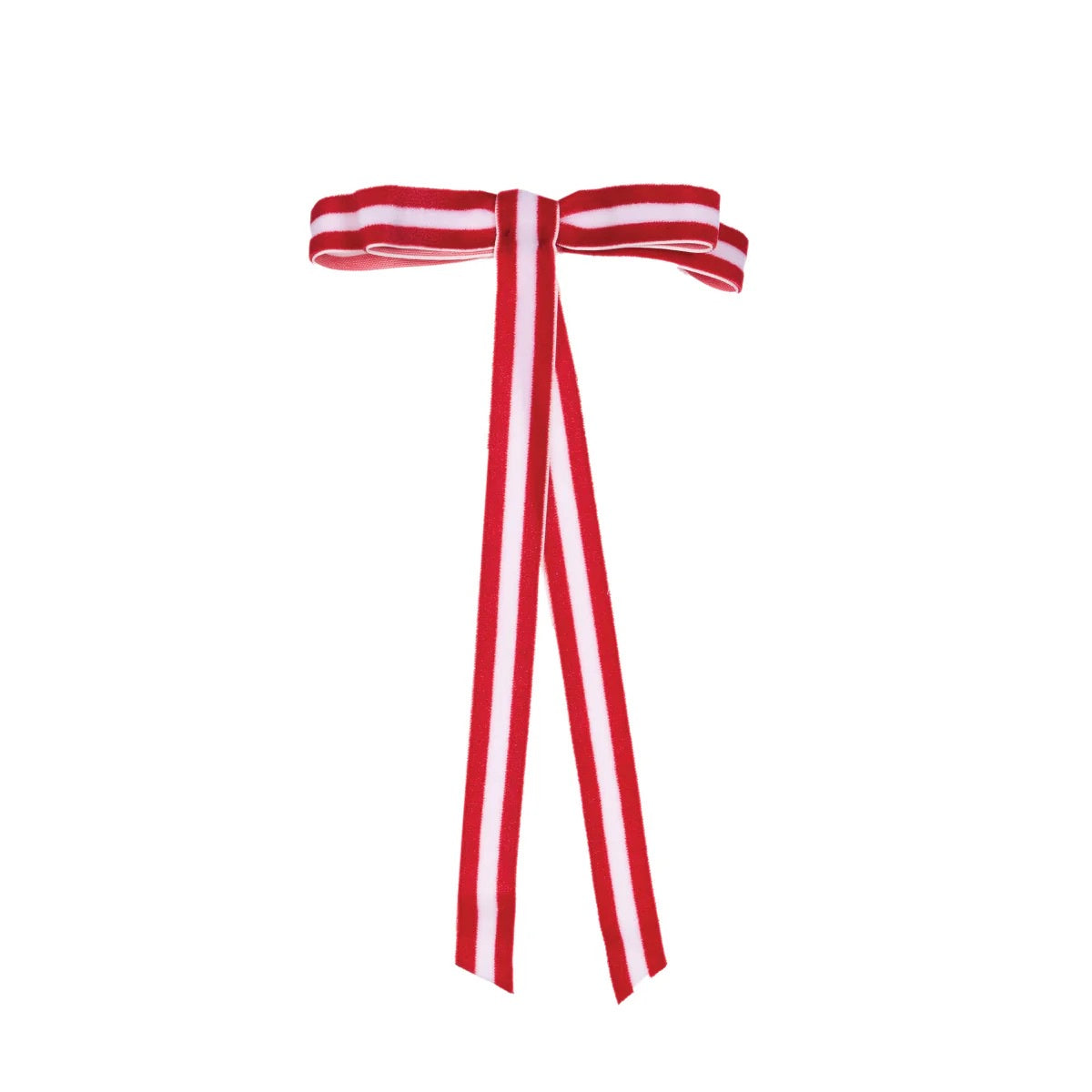RED AND WHITE STRIPE VELVET BOW 6PC