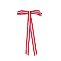 RED AND WHITE STRIPE VELVET BOWS 6PC