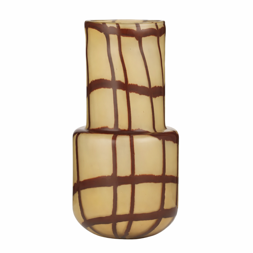 GANNON GLASS VASE: IVORY/CHOC