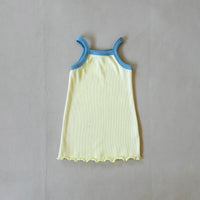 TINY TROVE ELSIE DRESS: LEMON SHERBET/ SKY BLUE