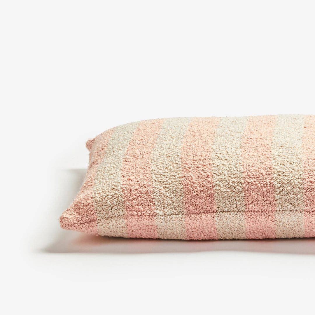 BONNIE AND NEIL STRIPE BOUCLE CUSHION: SOFT PINK/60CM