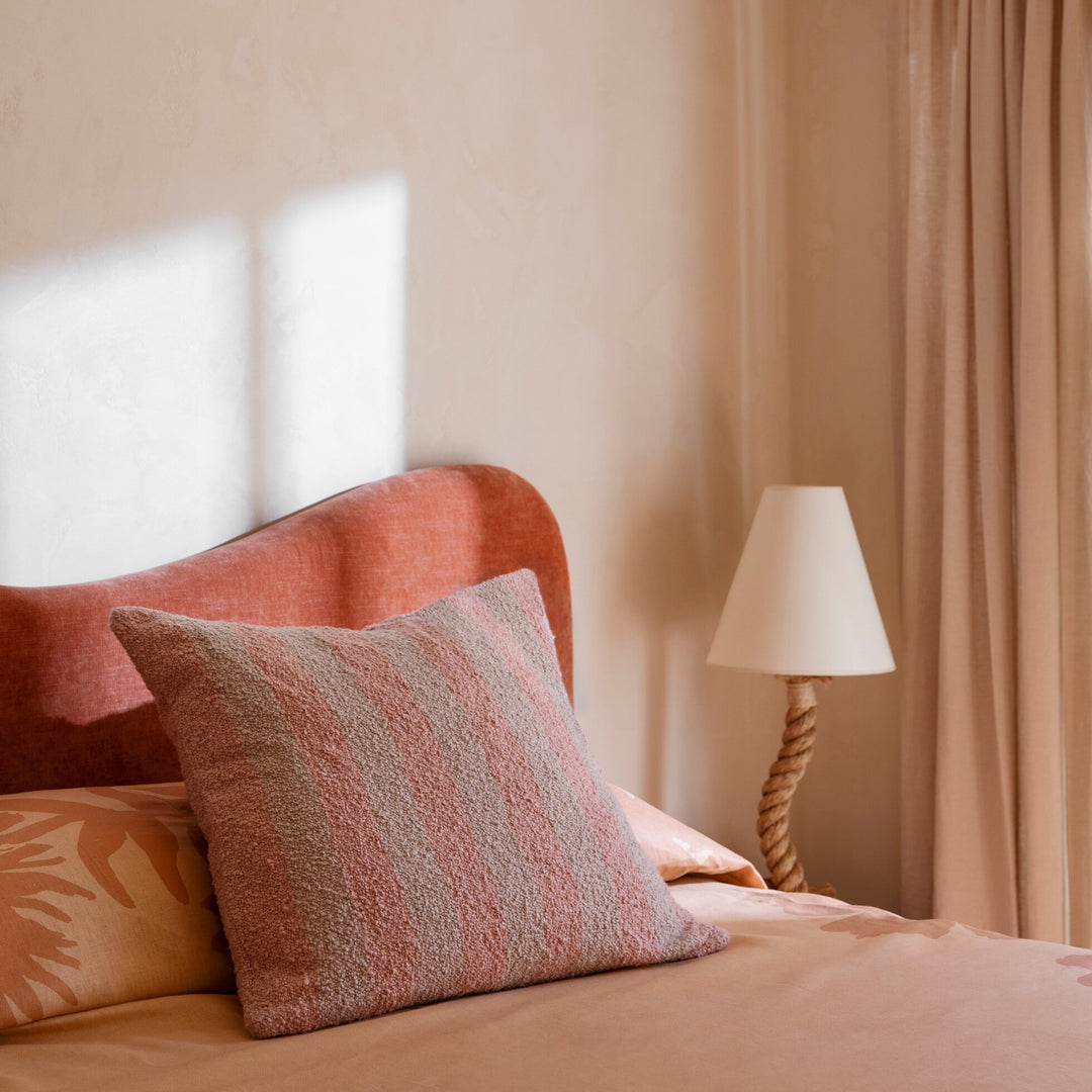 BONNIE AND NEIL STRIPE BOUCLE CUSHION: SOFT PINK/60CM