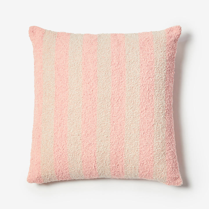 BONNIE AND NEIL STRIPE BOUCLE CUSHION: SOFT PINK/60CM