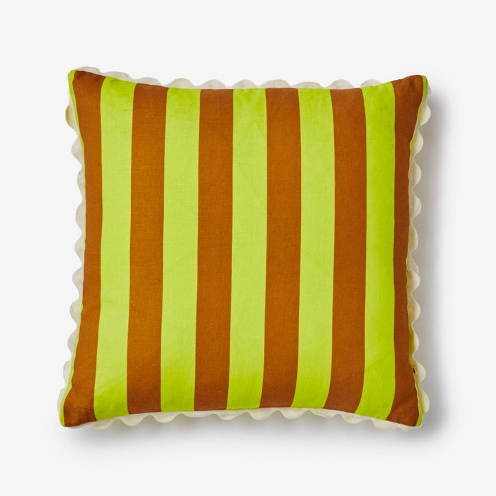 BONNIE AND NEIL BOLD STRIPE CUSHION: LIME/60CM