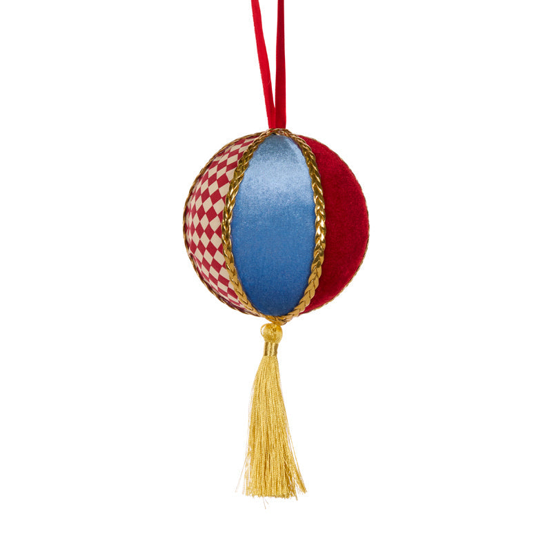 10CM VELVET CIRCUS BAUBLE WITH TASSLE 1