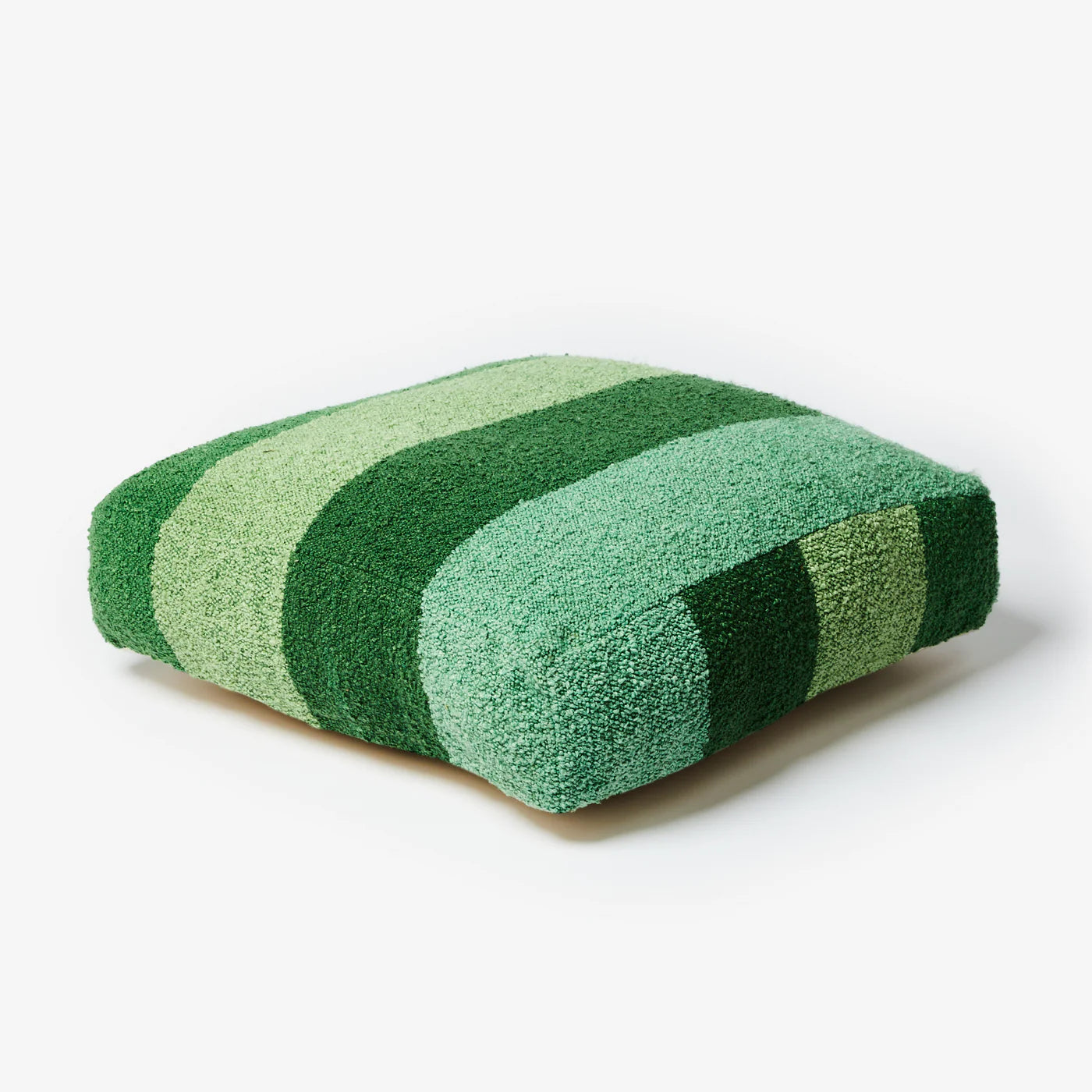 BONNIE AND NEIL WIDE STRIPE BOUCLE POUFFE: GREEN