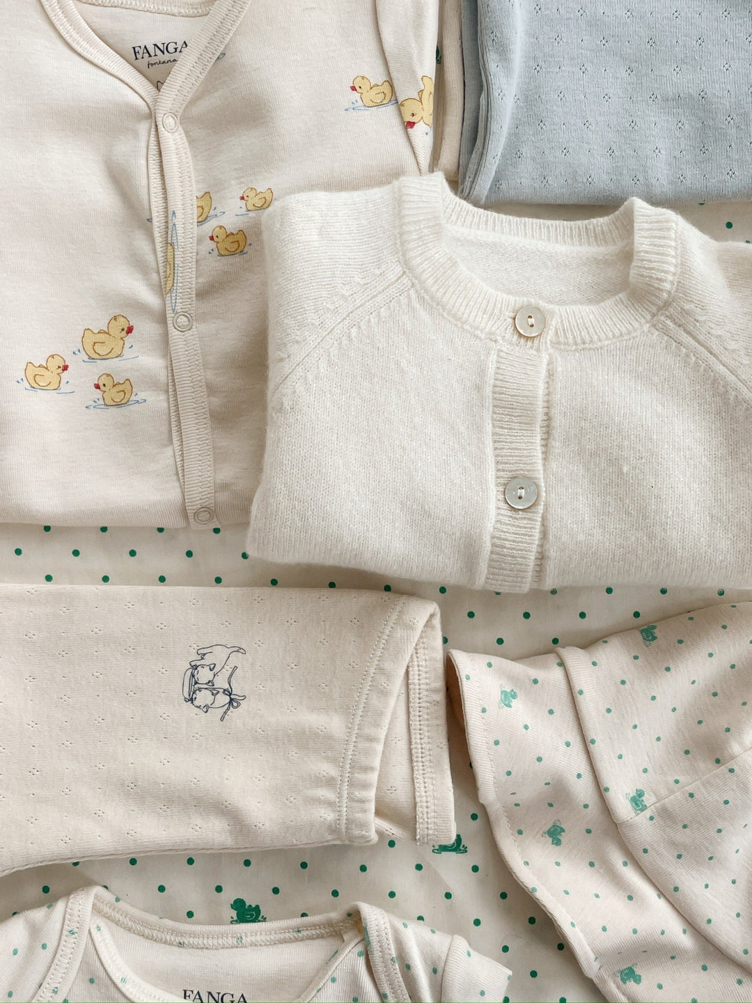Perla Pants 2pc Buttercream Pearl Blue - flat lay