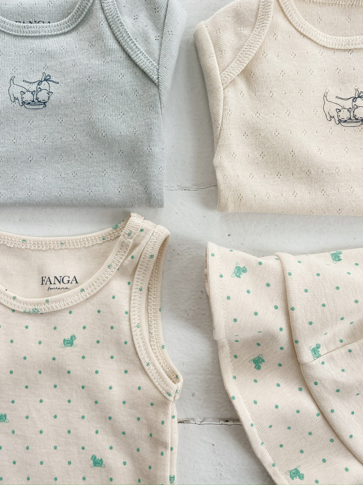 Konges Sløjd Perla LS Bodysuit 2pc buttercream/pearl blue flat lay
