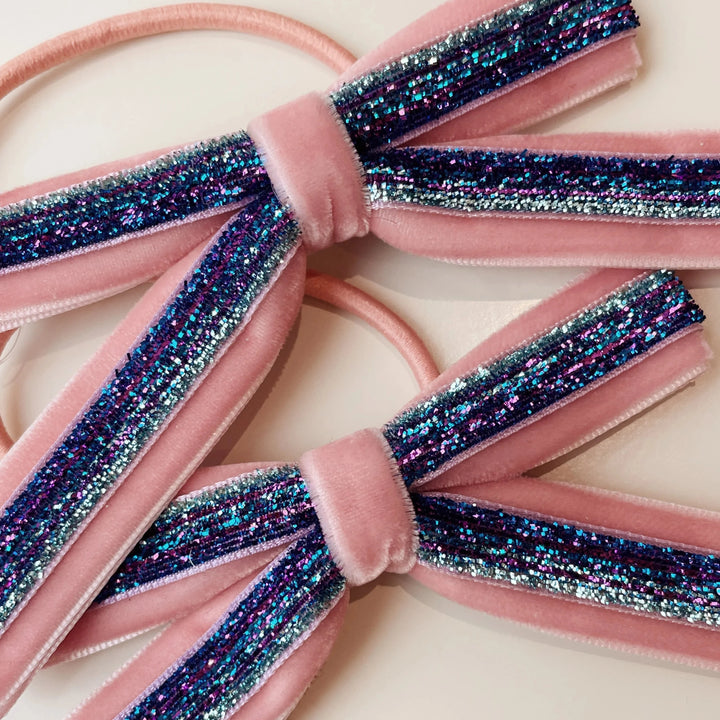 KONGES SLOJD VELVET BOW ELASTICS 2PC: MELLOW ROSE