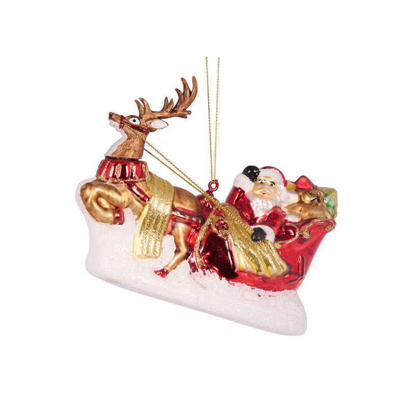 RETRO SANTA SLEIGH AND REINDEER ORNAMENT 1