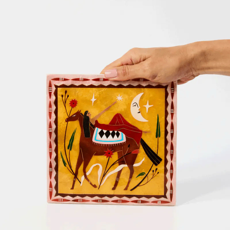 J & CO FABLE HORSEBACK PINK SQUARE