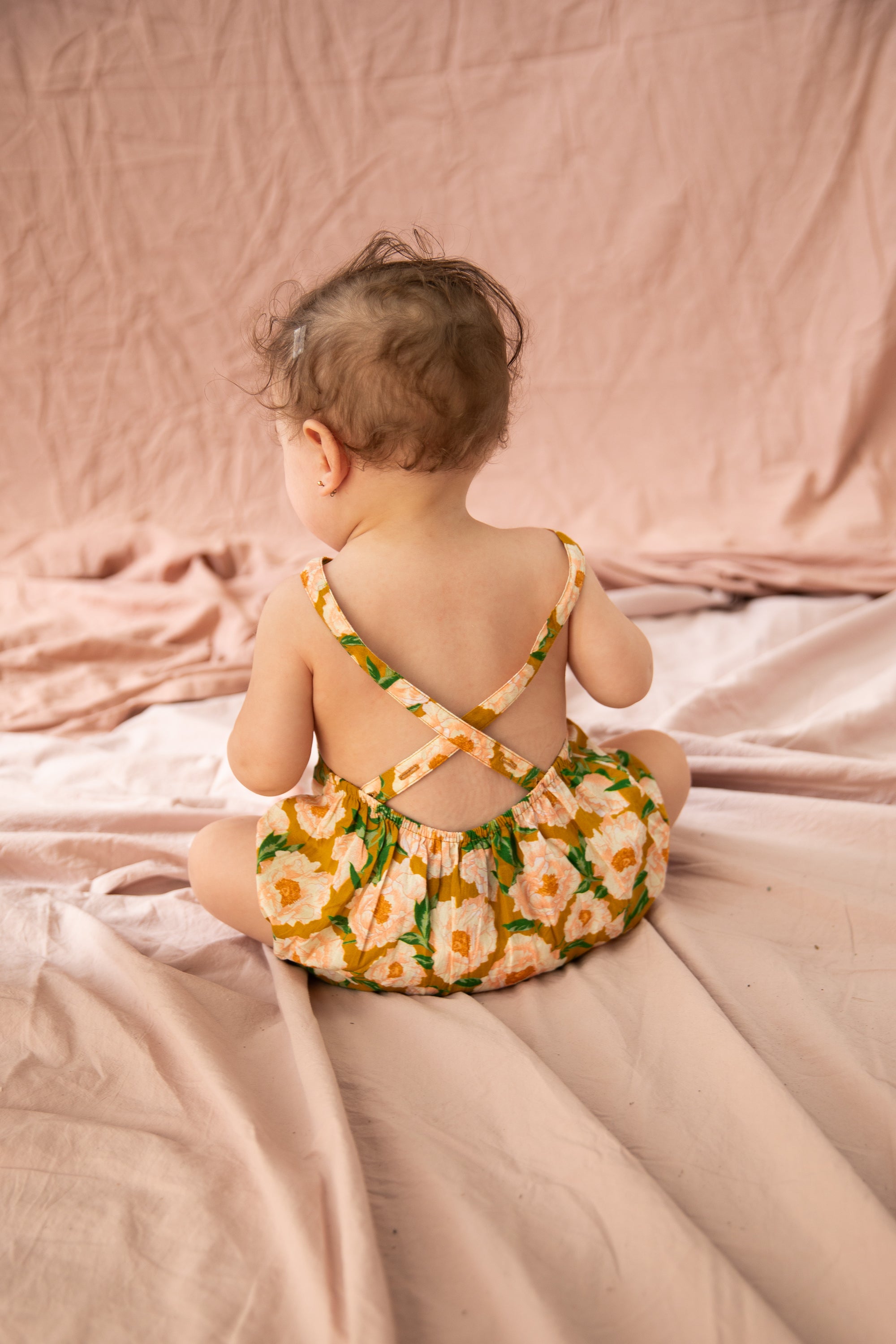 BELLA + LACE FREYA ROMPER: SOIREE BOUQUET HONEY MUSTARD