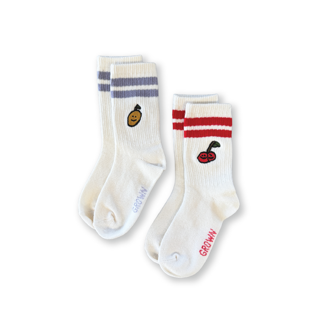 GROWN FRUIT SALAD COTTON SOCKS 2PC: MILK