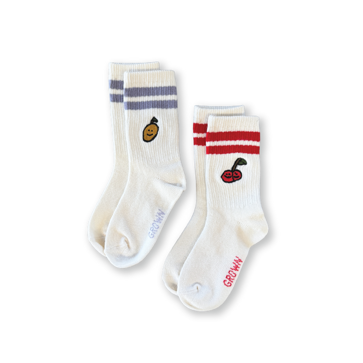 GROWN FRUIT SALAD COTTON SOCKS 2PC: MILK