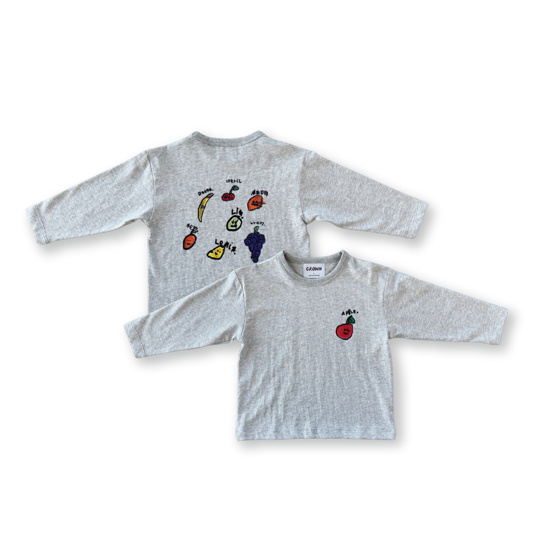 GROWN ORGANIC FRUIT SALAD L/SLEEVE TEE: GREY MARLE