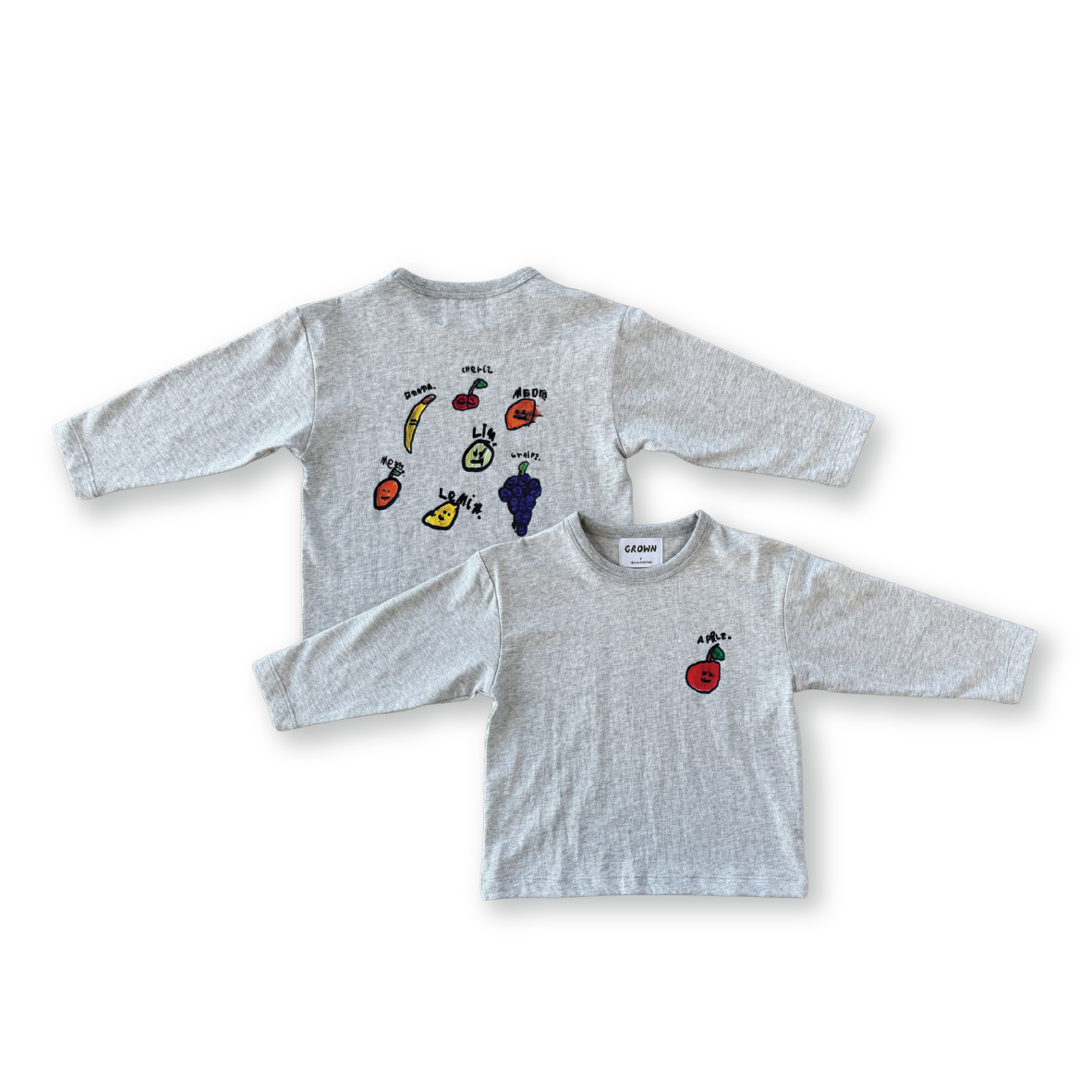 GROWN ORGANIC FRUIT SALAD L/SLEEVE TEE: GREY MARLE