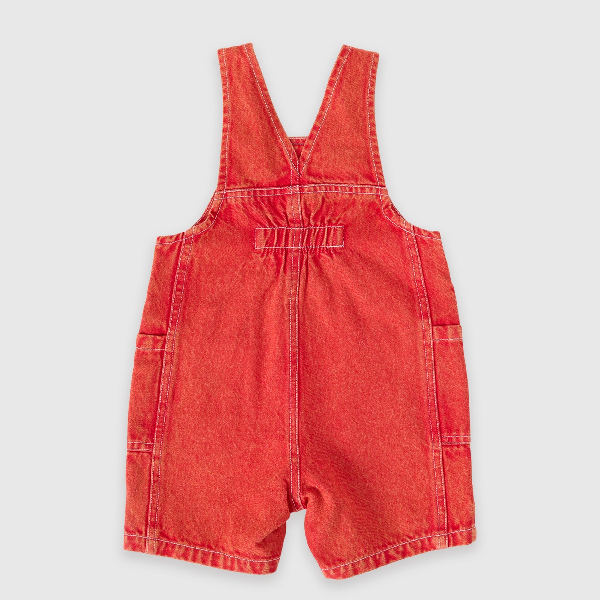 GOLDIE & ACE JAMES VINTAGE WASHED DENIM POCKET OVERALLS: APPLE RED