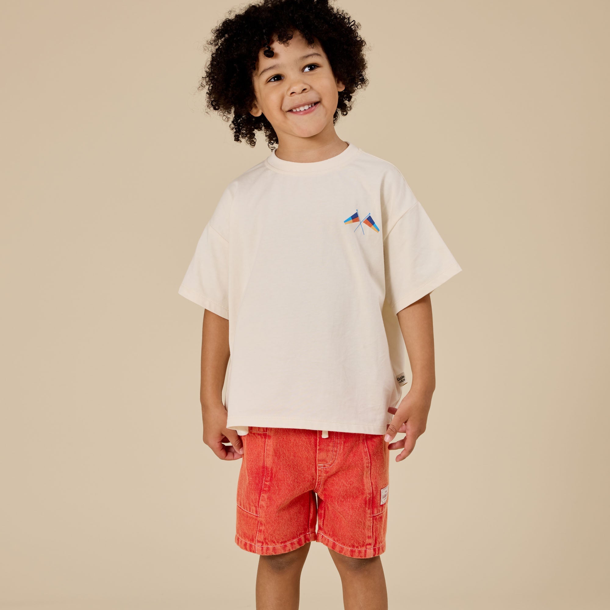 GOLDIE & ACE NOAH DENIM POCKET SHORTS: APPLE RED