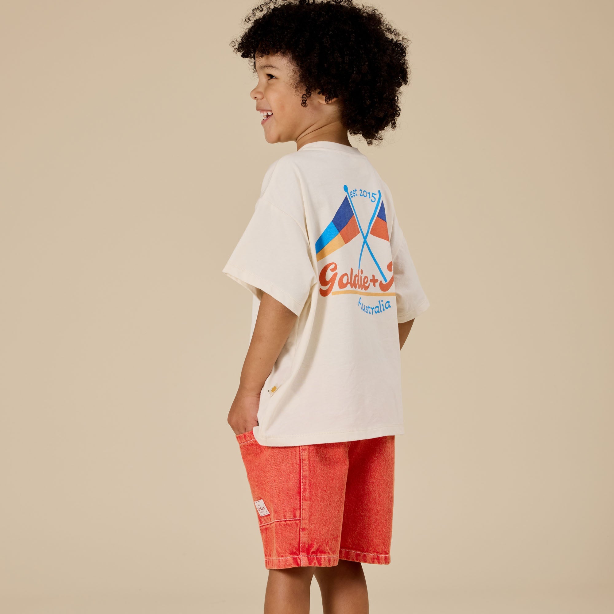 GOLDIE & ACE NOAH DENIM POCKET SHORTS: APPLE RED