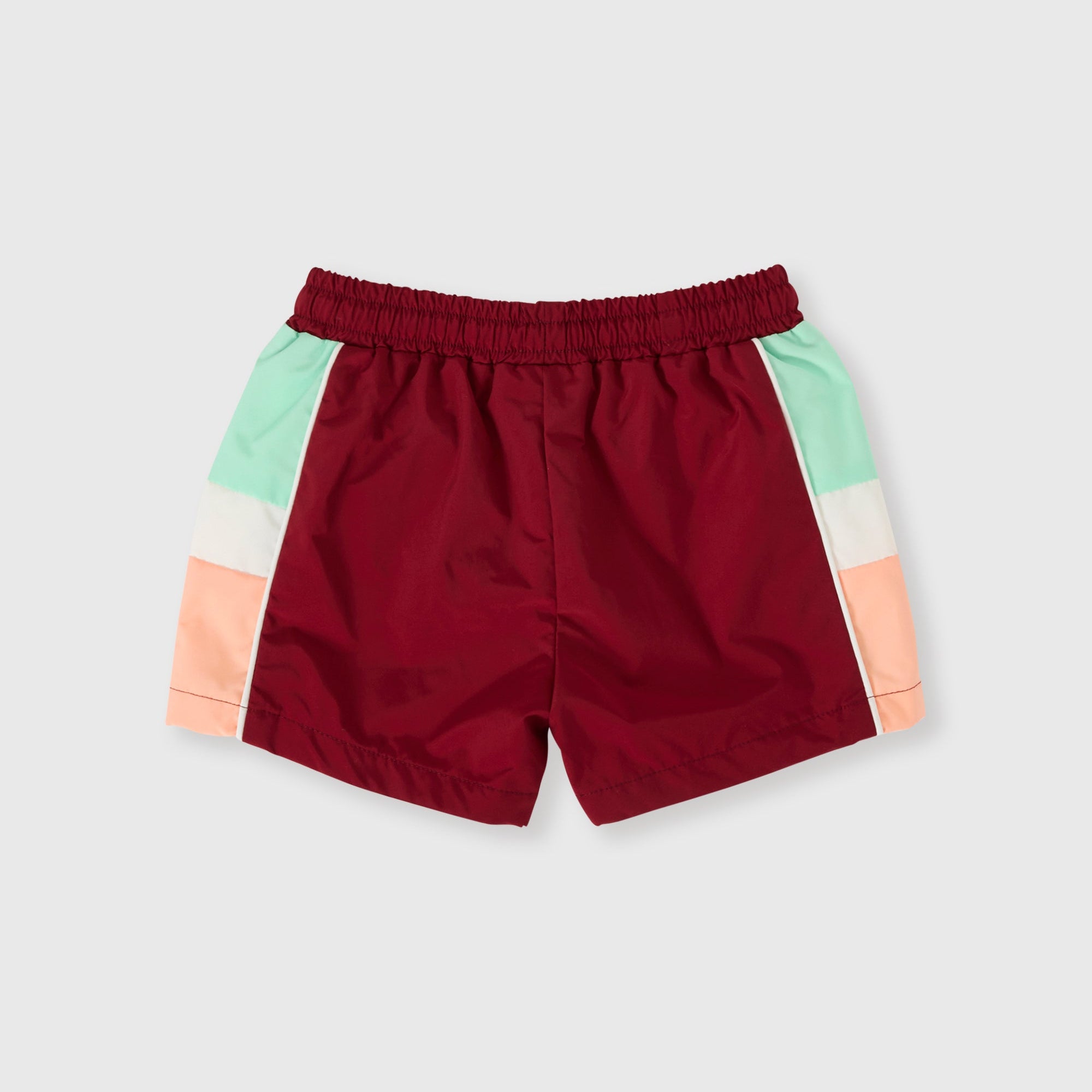 GOLDIE & ACE RETRO SPORTY SHORTS: BRICK/PEAPOD