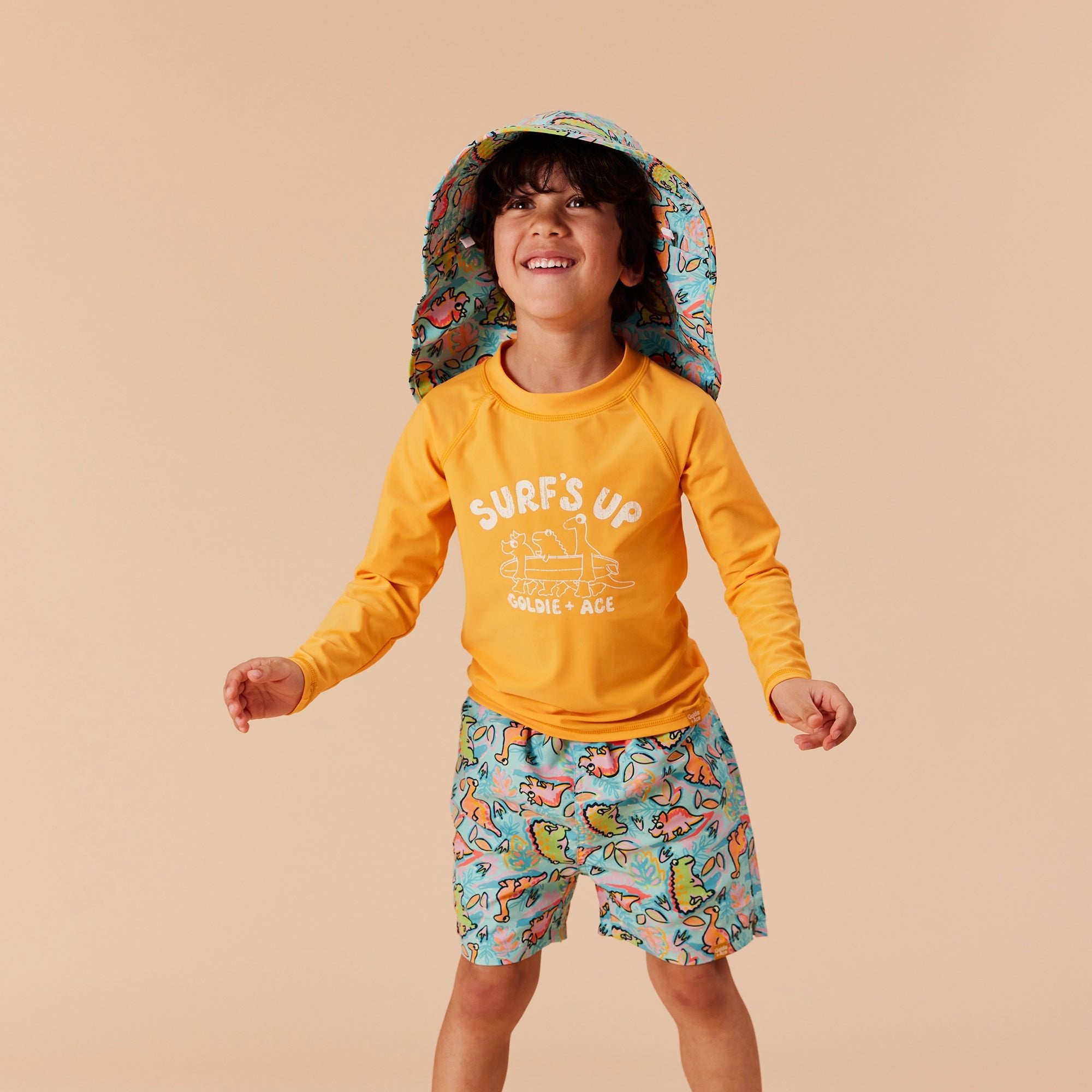 GOLDIE & ACE BOARD SHORTS: DINO JUNGLE