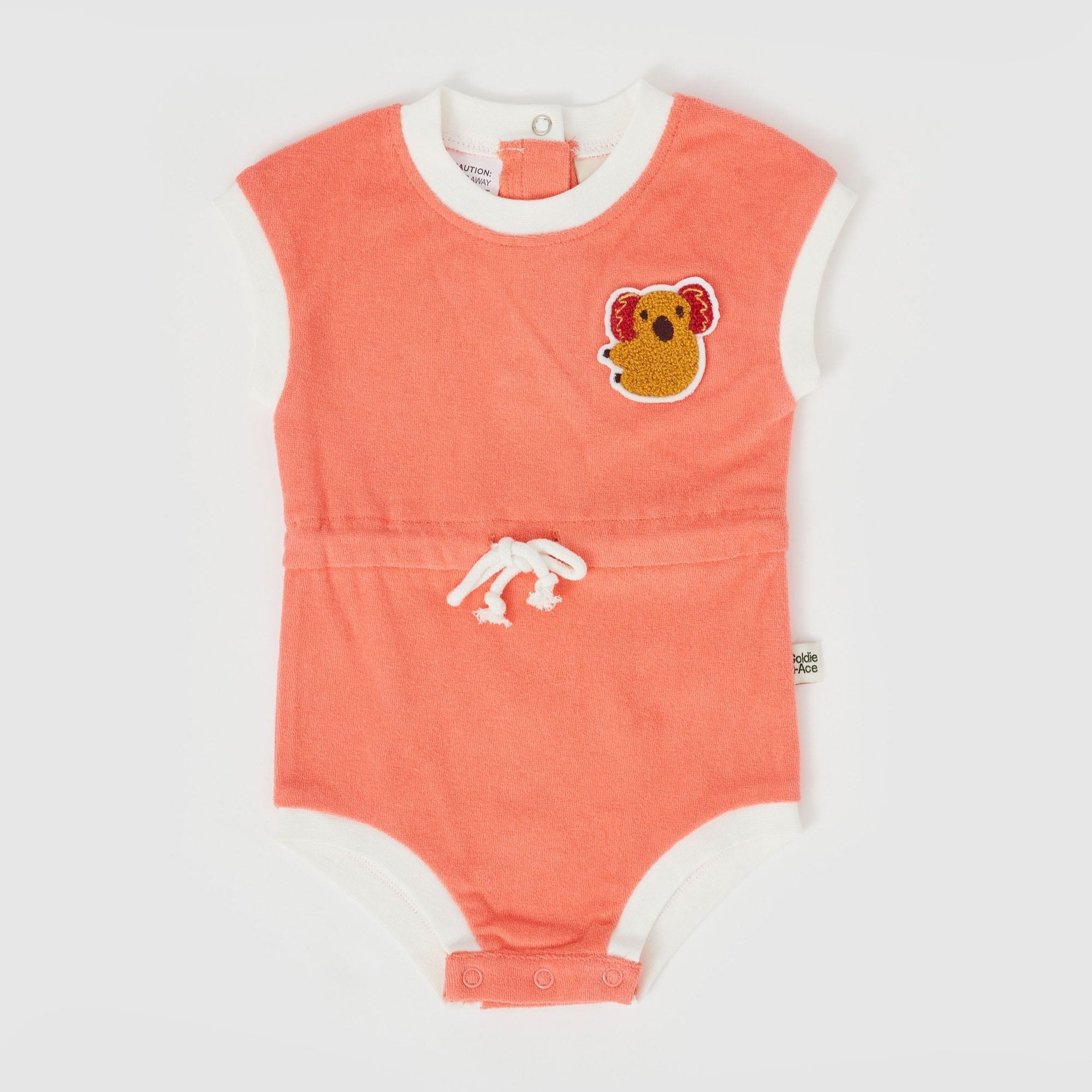 GOLDIE & ACE KOALA HUG TERRY TOWELLING ROMPER: MELON