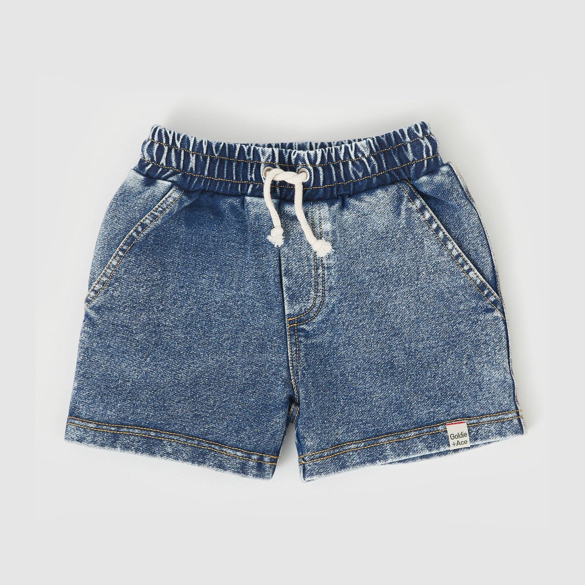 GOLDIE & ACE NOAH FRENCH TERRY LOOK SHORTS: DARK DENIM