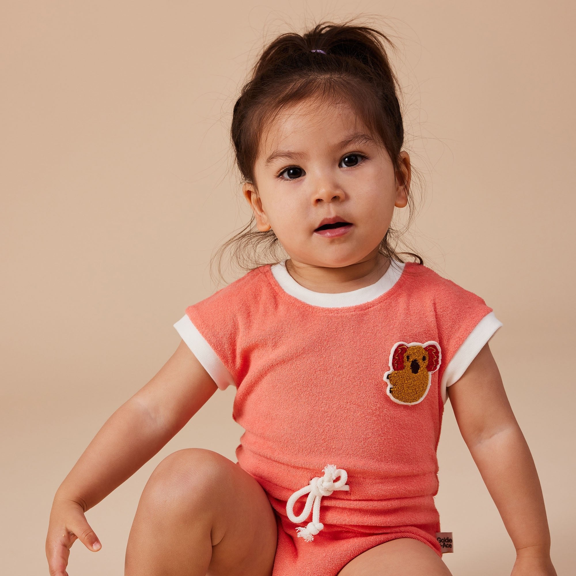 GOLDIE & ACE KOALA HUG TERRY TOWELLING ROMPER: MELON