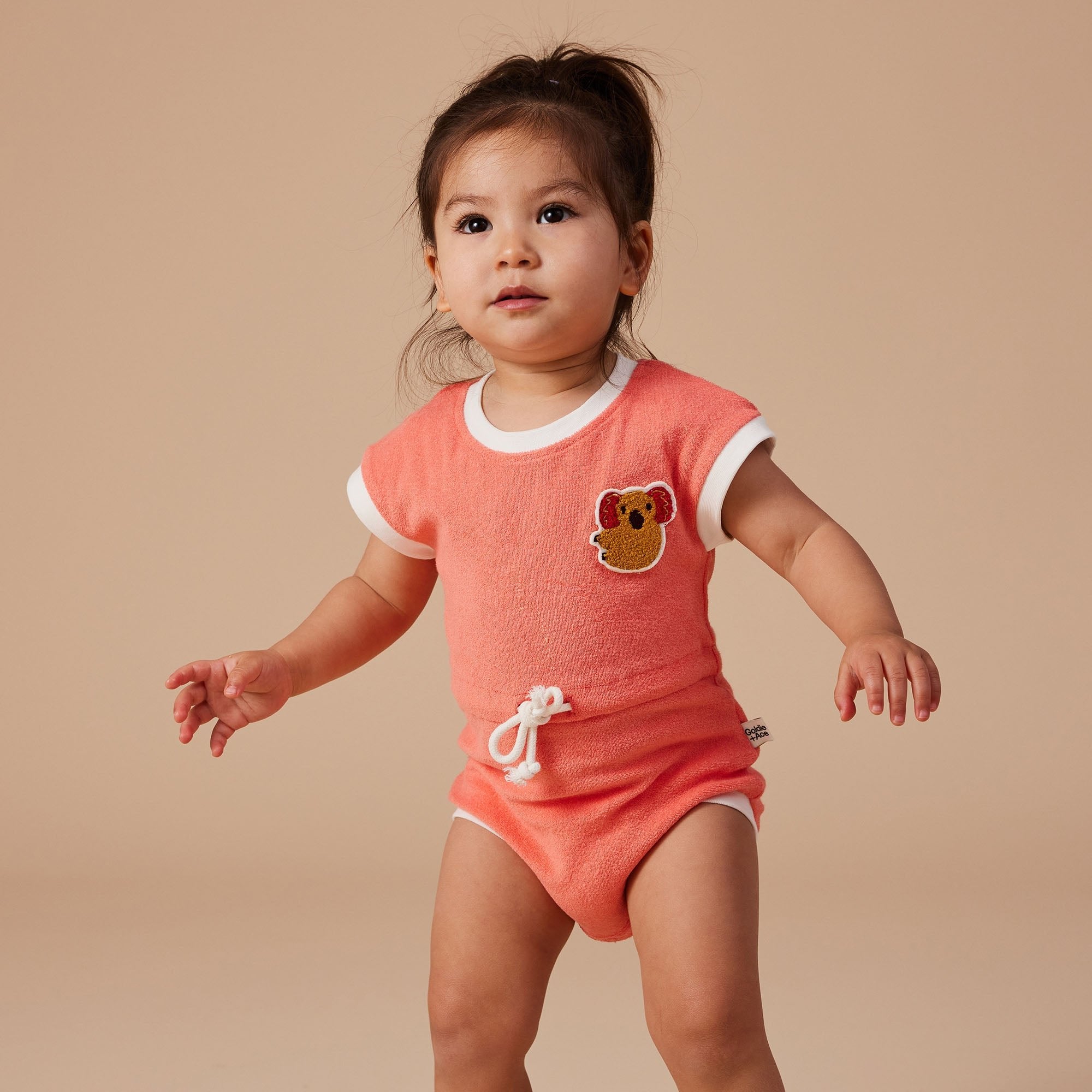 GOLDIE & ACE KOALA HUG TERRY TOWELLING ROMPER: MELON